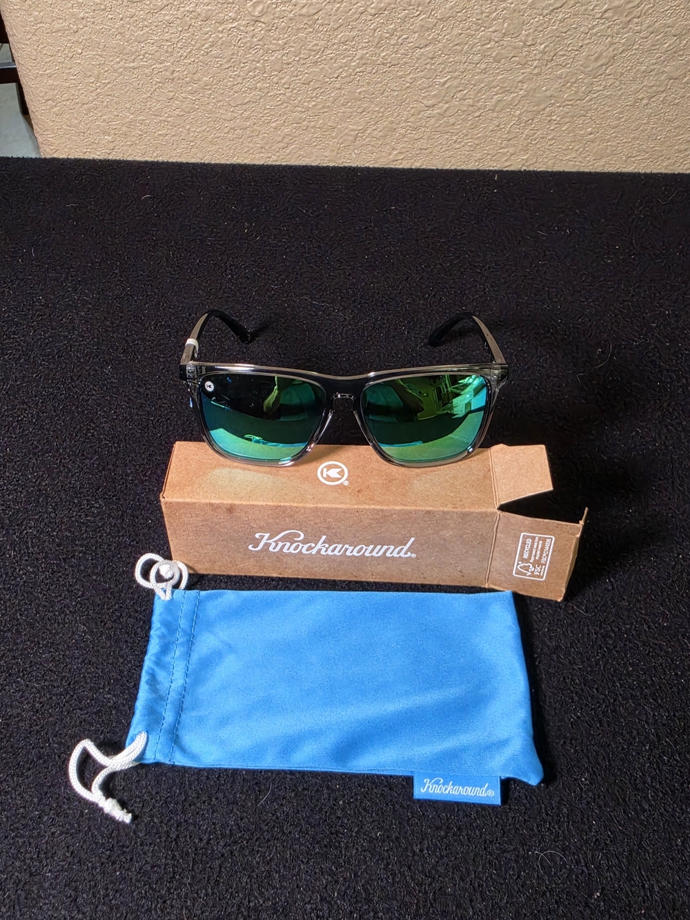 NWT Knockaround Fast Lanes Sport Polarized Sunglasses - Clear Grey/Green Moonshi